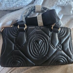 Quilted Black Leatherette Top-Handle Women’s Valentino Orlandi